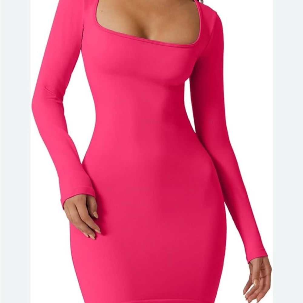 Bodycon Pink Long Sleeve Dress